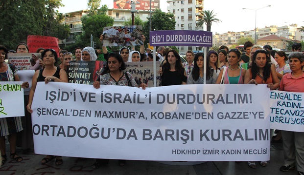 HDK İzmir Kadın Meclisi, Şengal ve Gazze'ye yönelik katliamlara tepki gösterdi